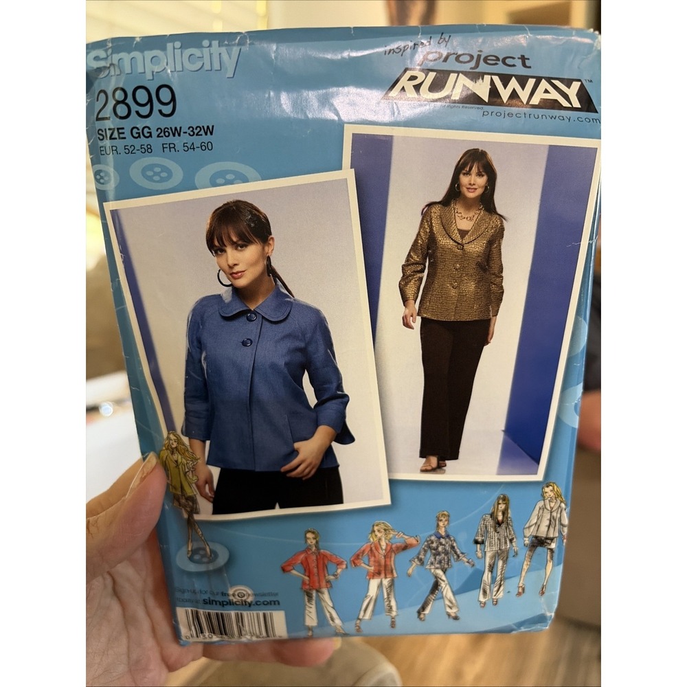 Simplicity 2899 Project Runway Sewing Pattern Women Jacket Size 26W-32W Uncut
